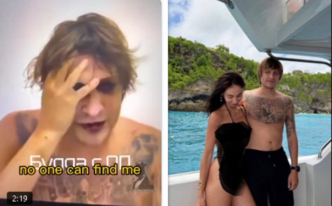 
					(Kiri) Igor Kamarov menangis meminta belas kasihan dalam sebuah video pendek. (Kanan) Igor Kamarov tengah berlibur santai di pantai bersama pacarnya Eva Mishalova. Foto: tangkap layar video X@@bharicool