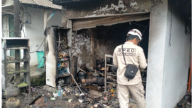 Puing puing kebakaran sebuah toko kelontong akibat dimangsa jago merah di Rejoagung, Ploso, Kamis 26 Februari 2025.  Foto: jombangkab..go.id