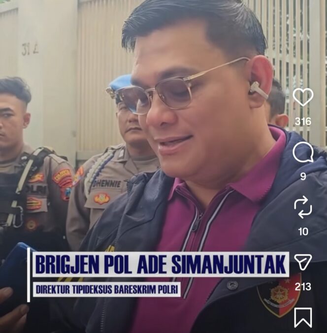 
					Brigjen Ade Safri Simanjuntak, Direktur Tindak Pidana Ekonomi Khusus (Dittipideksus) Bareskrim Polri. Foto JTv