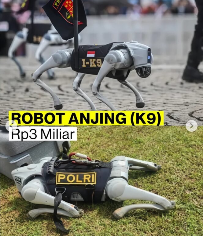 
					Polri memiliki 14 unit Robobotdog K9 Rp3 mikiar/unit. Foto: Ist