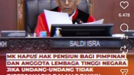 Melauo kanak medsis, MK telah mengumumkan hasil gugatan Lita Gading dan Syamsul atas UU hak pensiun seunur hidup bagi anggota DPRI. MK menyatakan bahwa UU tersebut melanggar UUD45. Iinstagram@mahkamah-konstitusi