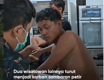 Sejumlah warga Candipuro korban sambar petir di pantai Bambang Lumajang, mendapat perawatan di Puskesmas Pasirian, Sabtu 28 Maret 2-26. Foto: Instagram@portalJTV