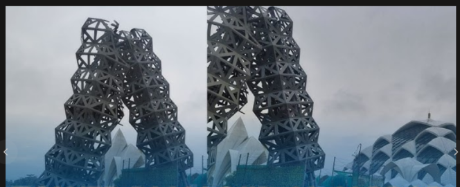 
					Menara telekomunikasi yang dikenal dengan BTS (Base Transceiver Station) di area Masjid Al-Jabbar, bandung roboh, Kamis 19 Mareta 2026. Foto: tribunpriangan.com