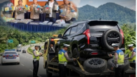 Inilah cara kurir narkoba melakukan upaya pengiriman nakroba ke daerah lain. Mobil Pajero dinaikkan towing, bersama ban serep, di dalam ban sere tersimpan 26,7 kg sabu. Foto: Instagram@wara.dotcom