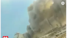 Dihajar dua drone Iran, kilang minyak Ras Tanura berkapasitas 550 barel/ hari terbakar hebat, Senin 2 Maret 2026. Foto: Instagam@worldinlast24hours