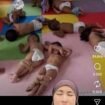 Beginilah kondisi saat penggerebekan, puluhab bayi dan anakanak ditidurkan tanoa baju, tanpa alas tifur, kaki diikat agar tidak bisa berkeliaran. Foto: ist