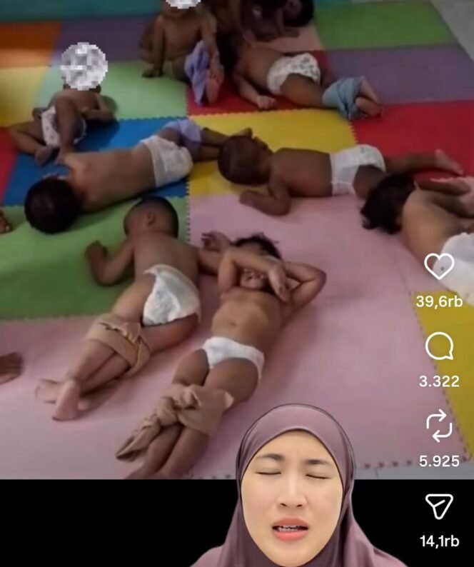 
					Beginilah kondisi saat penggerebekan, puluhab bayi dan anakanak ditidurkan tanoa baju, tanpa alas tifur, kaki diikat agar tidak bisa berkeliaran. Foto: ist