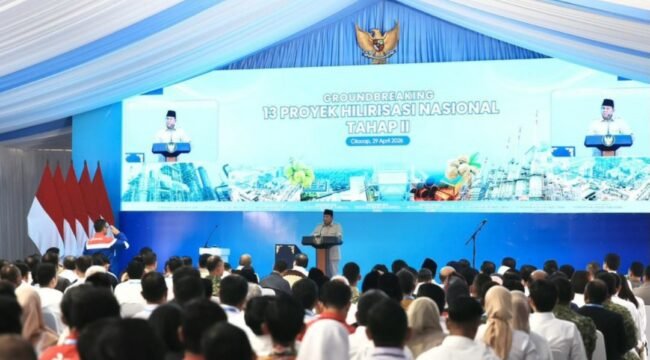 Upacara peresmian awal 13 proyek hilirisasi nasional tahsp II dengan total investasi Rp116 triliun, dilaksanakan di Cilacap, Rabu 29 April 2026. Foto: instagram@presidenrepublikindonesia