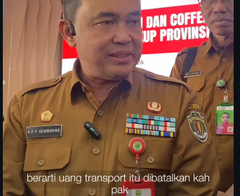 Acara Coffee Morning antara Plt Kepala Kesbangpol Kaltim, Arih Franata Filifus Sembiring (AFF Sembiring) menjadi isu hangat, ketika uang trans[portasi Rp 105.000 untuk seluruh peserta gagal diberikan. Karena belum mendapat persetujaun dari Gubernur Kaltim Rudi Masud dan Sekda Sri Wahyuni, Senin 13 April 2026. Foto: Instagram@kaltimtoday.co