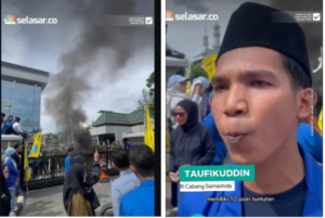 Aksi Massa PMII Samarinda di Kantor Gubernur Kaltim: Ajukan 10 Tuntutan kepada Rudy Mas’ud