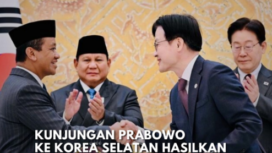 Presiden Prabowo Subianto menyaksikan pengumuman dan pertukaran 10 nota kesepahaman (MoU) antara Indonesia dan Korea Selatan di Istana Kepresidenan Cheong Wa Dae (Blue House), Seoul, selama kunjungan kenegaraannya, Rabu 1 April 2026. Foto: Instagram@idx_channel