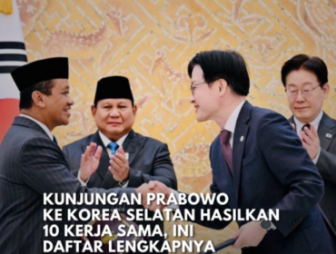 Presiden Prabowo Subianto menyaksikan pengumuman dan pertukaran 10 nota kesepahaman (MoU) antara Indonesia dan Korea Selatan di Istana Kepresidenan Cheong Wa Dae (Blue House), Seoul, selama kunjungan kenegaraannya, Rabu 1 April 2026. Foto: Instagram@idx_channel