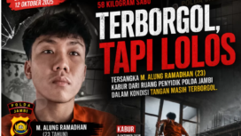 Warega masyarakar marah, mahasiswa Jambi demo ke polda Jambi, Alkung tersangka kasus 58 kg sabu berhasil kabur dari ruang pemeriksaan Polda Jambi, 9 April 2026. Foto: kanli.co