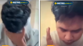 Mahasiswa berinisial MZ digiring ke kantoir security Kampus Universitas Sultan Ageng Tirtyayasa, Serang, Banten. Ia ditangkap tangan oleh seorang perempuan dosen. MZ melakukan perekaman menggunakan HP, saat sang dosen berada di dalam toilet, Rabu 1 April 2026. Foto: Instagram@metronews.co