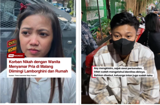 
					(Kiri) Intan Anggraeni melapor ke polisi, ternyata Rey yang menikahinya secara siri adalah berjensi kelami wanita. (Kana) Yupe Rere yang akrab dipanggil Rey, adalah wanita pasangan nikah siri Intan. Foto: Instagram