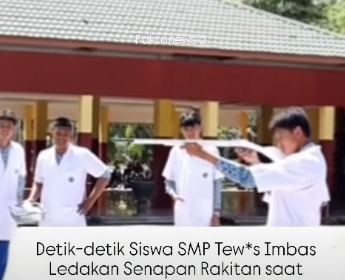 Muhammadh Awil, 15, siswa SMP Sains Tahfiz Islamic Centere, Siak, Riau, menjadi korban, saat melaksanakan ujian praktek senajat takitan menggunakan 3D. Foto: Ist