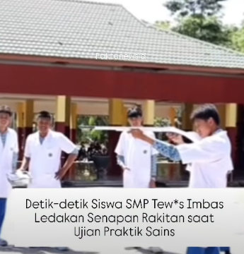 Muhammadh Awil, 15, siswa SMP Sains Tahfiz Islamic Centere, Siak, Riau, menjadi korban, saat melaksanakan ujian praktek senajat takitan menggunakan 3D. Foto: Ist