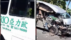 Mobil milik jasa pemakaman Ario Surabaya terlibat kecelakaan segi tiga di Probolinggo. Jenazah terpaksa dipindahkan ke ambulanzs Saekapraya Jember. Foto: Instagram@wartabromo