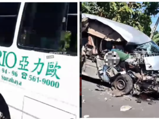 Mobil milik jasa pemakaman Ario Surabaya terlibat kecelakaan segi tiga di Probolinggo. Jenazah terpaksa dipindahkan ke ambulanzs Saekapraya Jember. Foto: Instagram@wartabromo