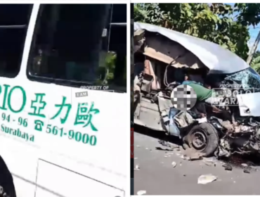 Mobil milik jasa pemakaman Ario Surabaya terlibat kecelakaan segi tiga di Probolinggo. Jenazah terpaksa dipindahkan ke ambulanzs Saekapraya Jember. Foto: Instagram@wartabromo