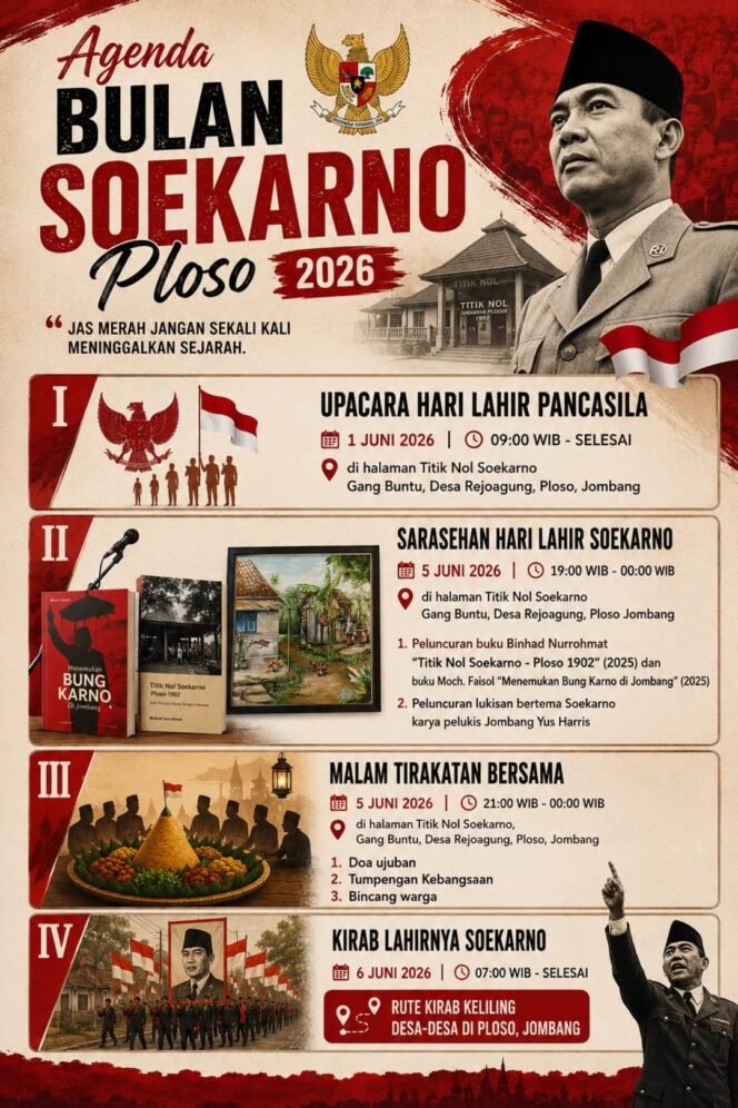 
					Warga Ploso Jimbang selaku bersemangat memperingati dan merayakan Bulan Soekarno, dengan menghadirkan agenda acara peringatan kelahiran Bung Karno. Foto: binhad nurrohmat