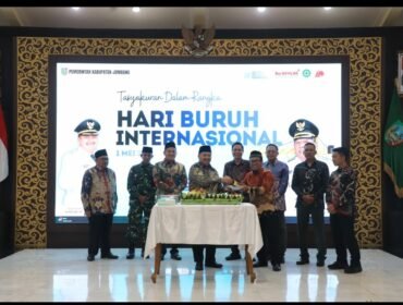 Pemkab Jombang selenggarakan Tasyakuran untuk peringatannMay Dari (Hari Buruh) Internasional, Kamis 30 April 2026. Foto: diskominfo jombang