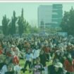 Suasana meriah di alunalun Jombang, saat massa buruh karyawan mengikuti peringatan Hari Buruh (May Day), Jumat 1 Mei 2026. Foto: diskominfo pemkab jombang