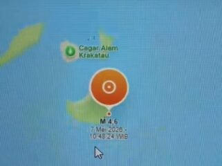 Lokasi gempa di selat Sunda, terjadi Kamis, 7 Mei 2026. Foto: ist