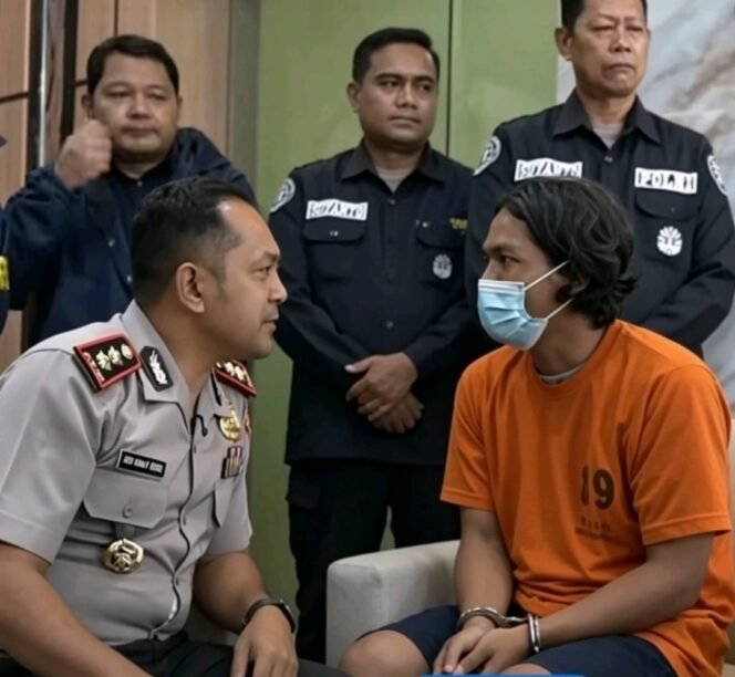 
					Kapolres Mojokerto, AKBP Andi Yudha Pranata, melakukan dialog langsung dengan tersangka Satuan, 40, pelaku penikaman mertua hingga yewad, serta menganiaya istrinya hingga luka berat. Foto: kolase tangkap layar video instagram@polres_mojokerto