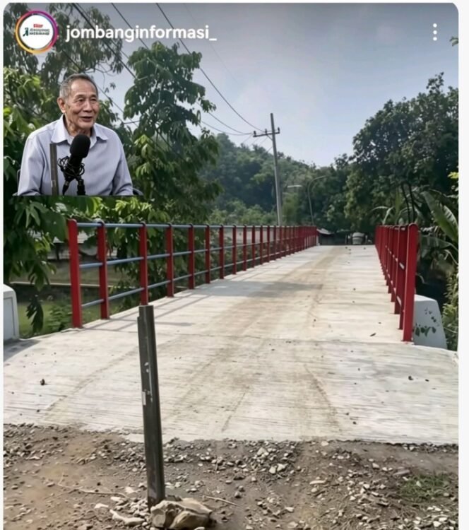 
					Telah ditesmikan jembatan beton 24 x 4.5 m, di desa Jipurafah, Plandaan, Jombang, Jumat 8 Mei 2026. Bantuan pengusaha tol H Jusuf Hamka, dengan anggaran Rp850 juta. Foto: kolase