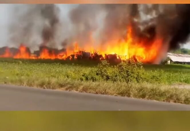 
					Sebuah bangunan kandang ayam ludes terbakar di Dusun Bantengan, Desa Tanjunggunung, Kecamatan Peterongan, Kabupaten Jombang, Jawa Timur.

Peristiwa nahas ini terjadi pada Kamis (4/6/2026) siang. Foto: pojok_update