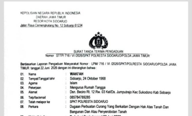 
					Laporan ke polisi