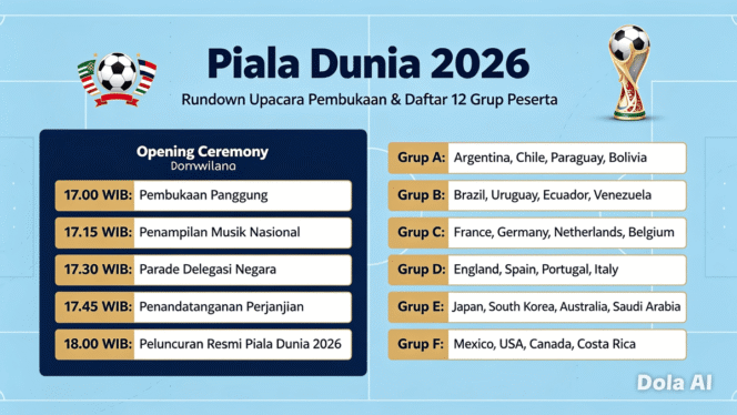 
					Piala Dunia 2026: Jadwal Pembukaan di Mexico City dan 12 Group Berlaga