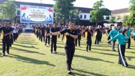 Empat Pilar Peradilan Pidana Jombang saat olah raga bersama, Jumat (24/7/2026)