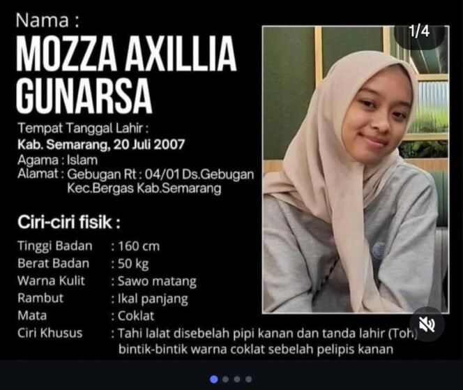 
					Mozza Axillia Gunarsa, 18, sudah 381 hilang hingga kini belum diketahui keberadaannya. Foto: ist