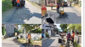 Dinas PUPR Pemkab Jombang mempercepat perbaikan jalan menuju ke area pelaksanaan Muktamar ke-35 di Ponpes Tambakberas, Jombang. Foto: Diskominfo Jombang