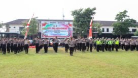 Polres Jombang saat gelar pasukan kesiapan pengamanan Muktamar NU ke 35