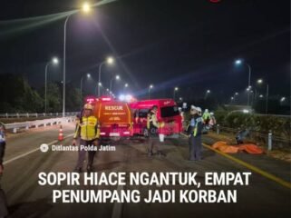 Insiden kecelakaan di tol Sumo KM 687, Jumat malam, 11 September 2026. Foto: radio andika