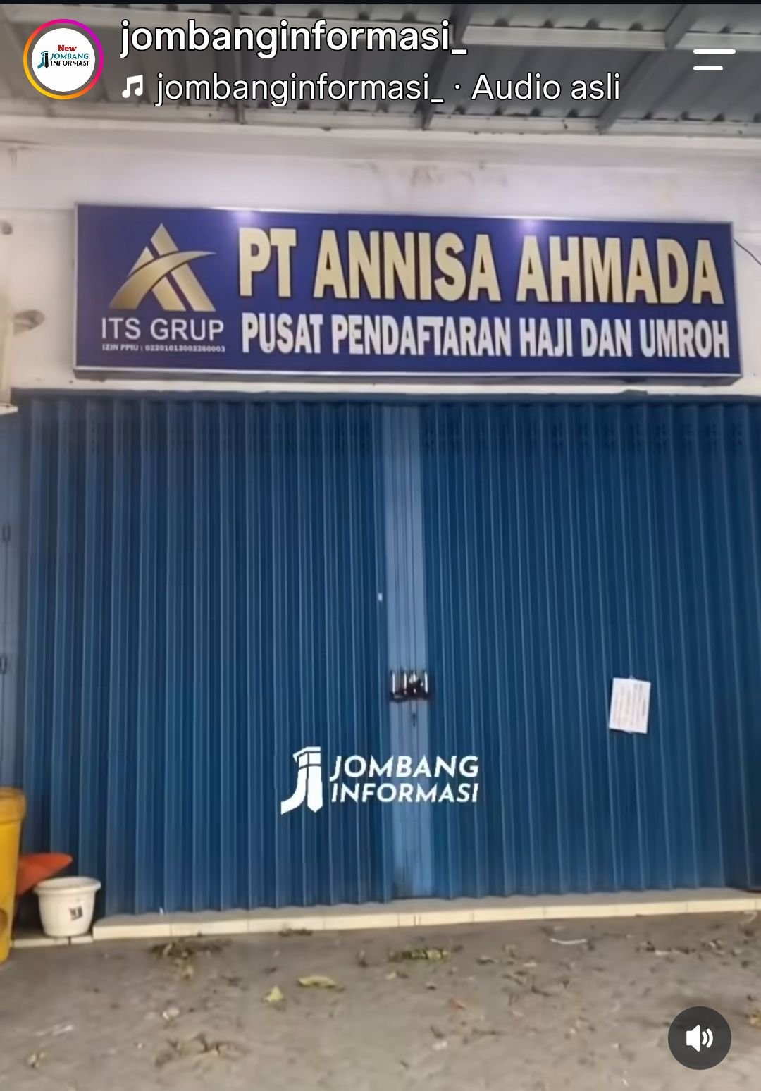 Tutup dan digembok, kantor PT Annisa Ahmada, pasca Kemenhaj membekukan izin operasional, Kamis 17 September 2026. Foto: instagram@jombanginformasi
