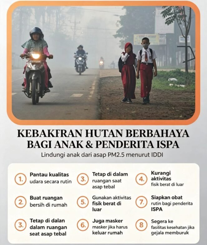 
					IDAI mengimbau pemerintah terus atasi karhutla, bukan sekadar bencana lingkungan biasa, tetapi bisa sebabkan kondisi darurat kesehatan bago anak anak. Foto: ist