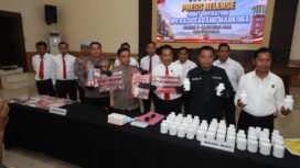 saat konferensi pers hasil Operasi Sarang Narkoba Polres Jombang
