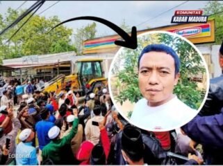 Polres Pamekasaan berkomitmen menegakkan hujum, dalam kasus penghancuran bangunan calon gerai di Palengaan, Pamekasan. Korlap yang memimpin perusakan itu adalah Khairul Kalam. Foto: instagram@kabar.madura