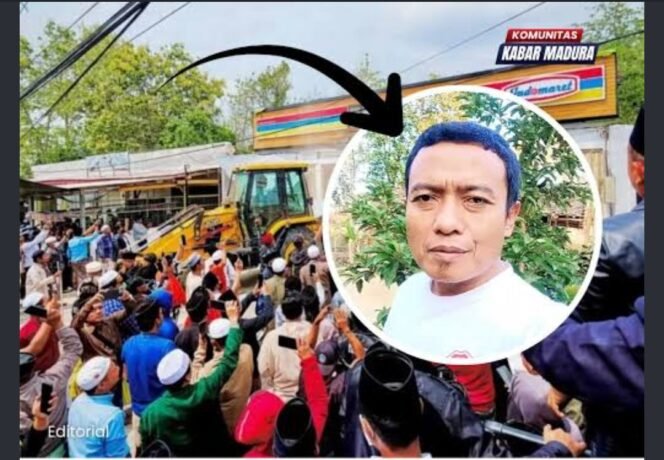 
					Polres Pamekasaan berkomitmen menegakkan hujum, dalam kasus penghancuran bangunan calon gerai di Palengaan, Pamekasan. Korlap yang memimpin perusakan itu adalah Khairul Kalam. Foto: instagram@kabar.madura