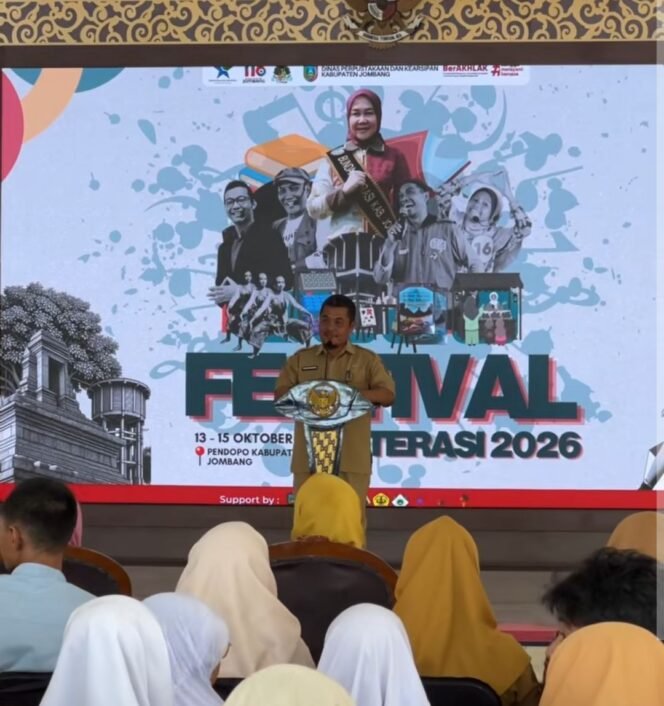 
					Pembukaan Festival Literasi Jombang 2026, dilaksanakan di pendopo kantor Pemkab Jombang, hingga Kamis 15 Oktober 2026. Foto: ist