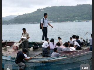 Sebuah perahu nelayan berhasil selamatkan 37 siswa yang sampannya karam di perairan Mentawai, Selasa sore 13 Oktibeober 2026. Foto: instagram@topikserucom