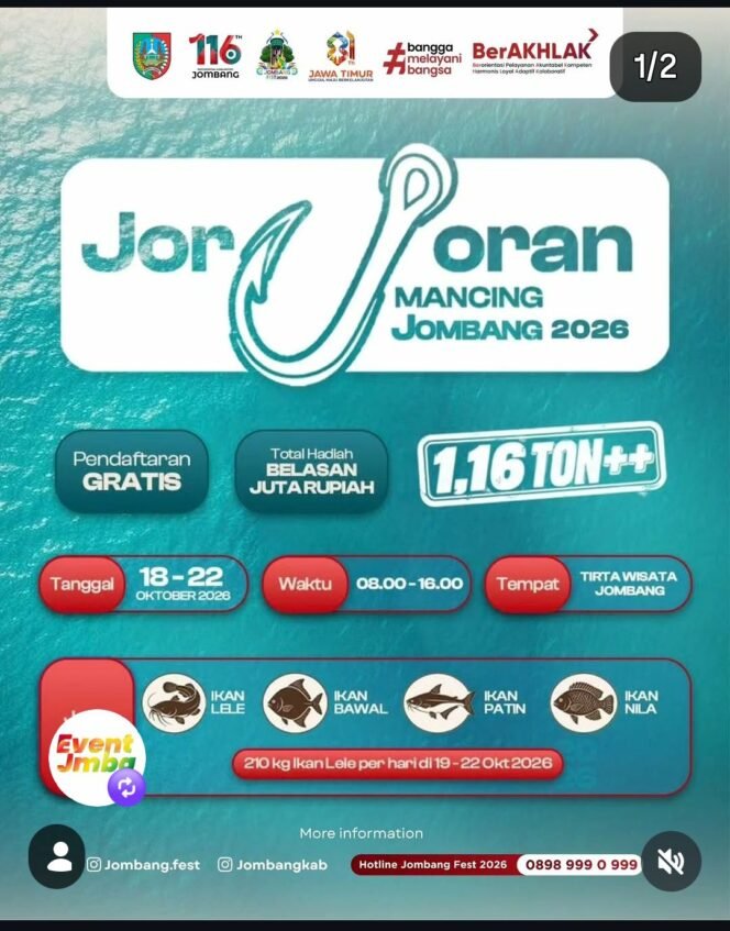 
					Panitia penyelenggara mengumumkan revisi aturan tata terib bagi seluruh peserta lomban Jor Joran Mancing Jombang 2026. Foto: ist