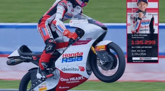 Pebalap muda Indonesia, Veda Ega Pratama raih pole position di ajang babak penyisihan Moto3, di arena Philip Island, Australias. Foto: ist